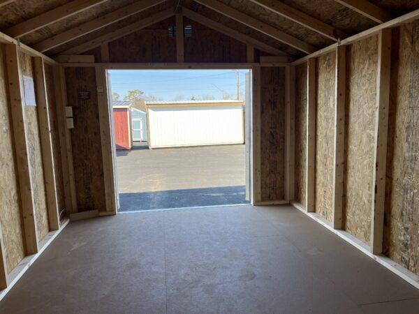 Inside10 x 16 shed with double doors open