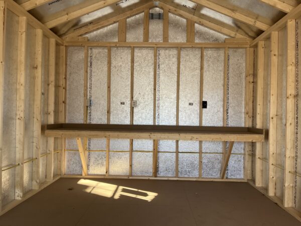 Interior photo of A Frame Garage with Workbench in the back