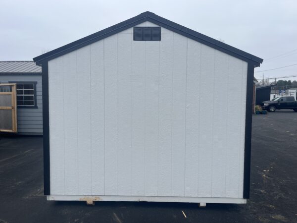 Side view of an A Frame 10 x 16 shed building