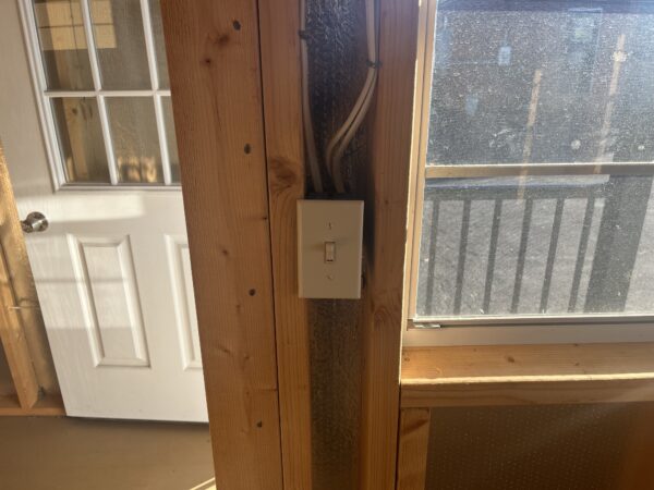 Electrical switch in A Frame 12 x 32 Deluxe porch